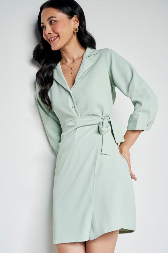 Pistachio Dream Solid Dress, Pista Green, image 4